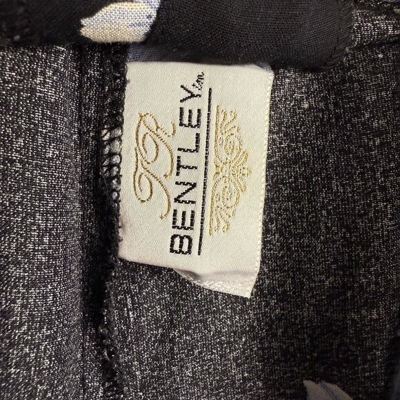 Vintage 80s TR Bentley Floral Skirt Black Blue Button Front Size Medium A-Line - Picture 4 of 4